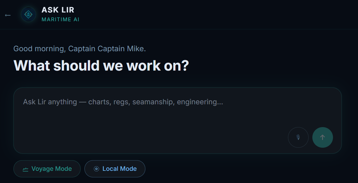 Ask LIR answering a maritime question with real-time data tools